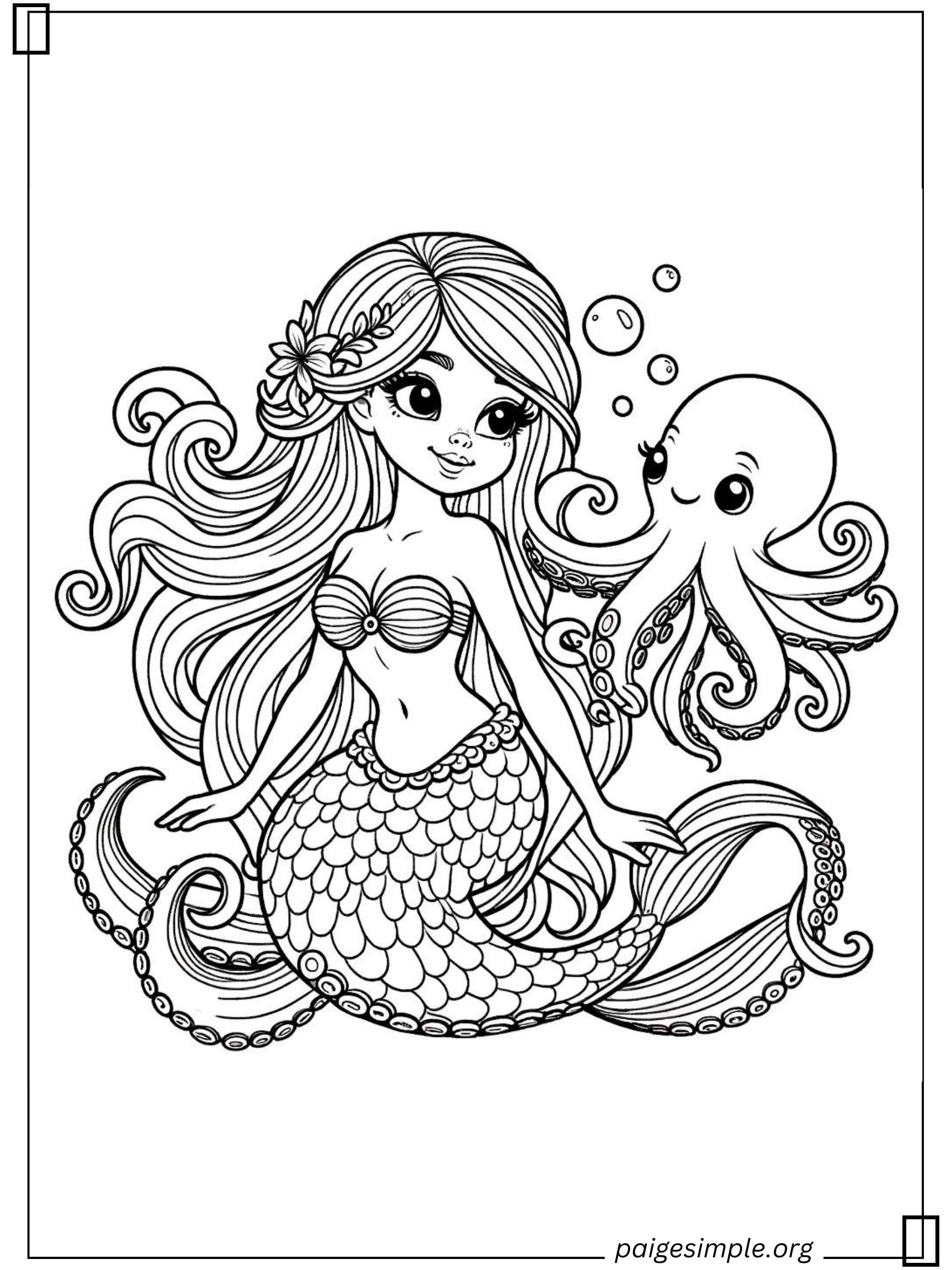 Mermaid Coloring Page 10